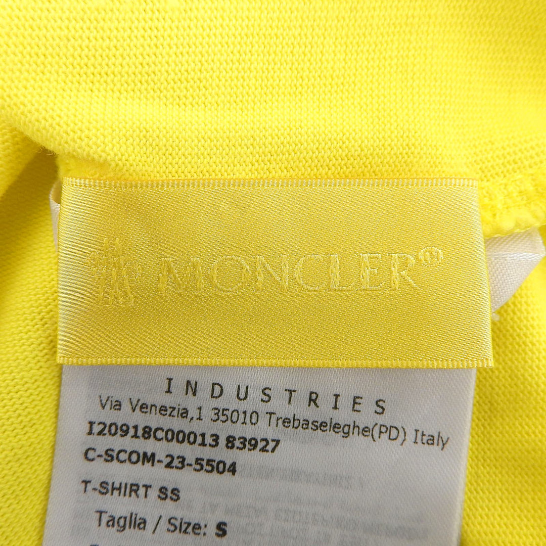 極美品▲MONCLER モンクレール 2023年製 T SHIRT SS コットン100％ ロゴプリント ワッペン付 半袖Ｔシャツ イエロー S 正規品 メンズ