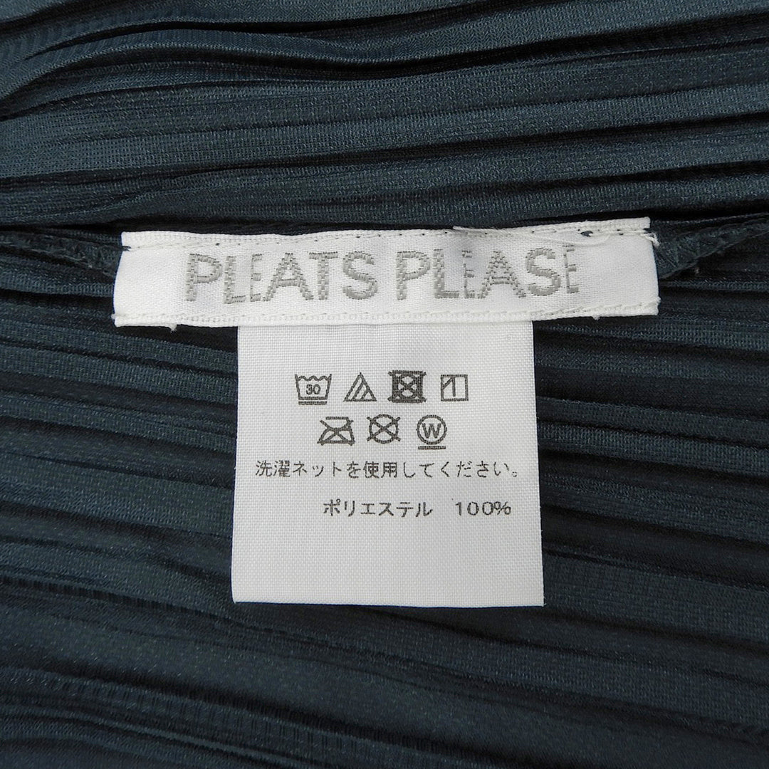 極美品▲PLEATS PLEASE プリーツプリーズ イッセイミヤケ PP93-JA572 ロング カーディガン グリーン 3 日本製 正規品 レディース