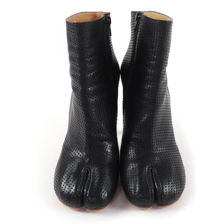 極美品☆Maison Margiela 22 メゾンマルジェラ22 Tabi タビ パンチング レザー ショートブーツ アンクルブーツ ブラック 37 イタリア製