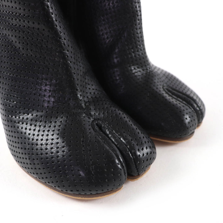 極美品☆Maison Margiela 22 メゾンマルジェラ22 Tabi タビ パンチング レザー ショートブーツ アンクルブーツ ブラック 37 イタリア製