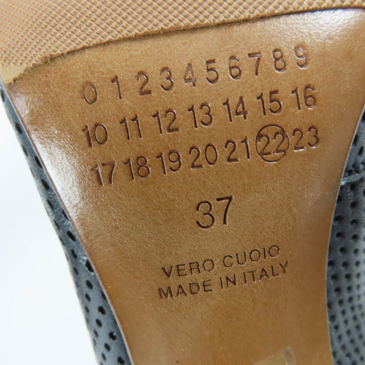 極美品☆Maison Margiela 22 メゾンマルジェラ22 Tabi タビ パンチング レザー ショートブーツ アンクルブーツ ブラック 37 イタリア製