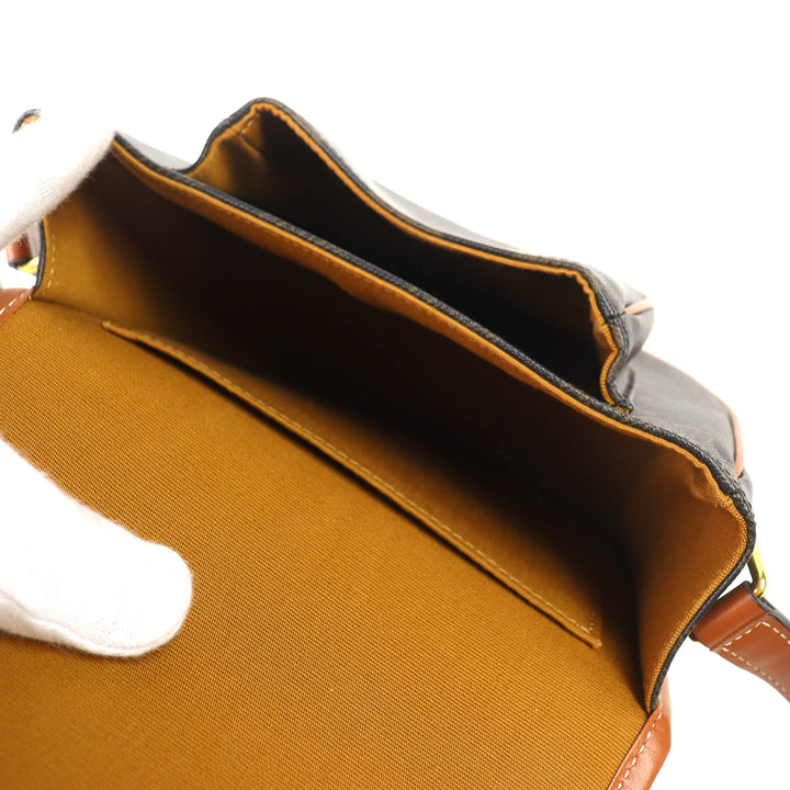 極美品△CELINE セリーヌ 19150 Folco Medium ミディアム フォルコ トリオンフキャンバス ショルダーバッグ タン ブラウン レディース