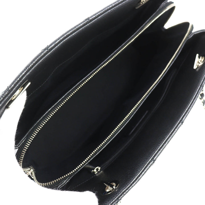 極美品△CHANEL シャネル A67294 キャビアスキン ココマーク マトラッセ チェーン トートバッグ ブラック シルバー金具 保存袋付き 伊製