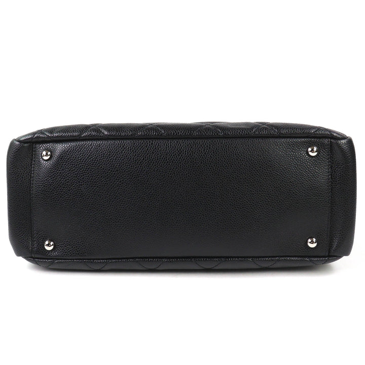 極美品△CHANEL シャネル A67294 キャビアスキン ココマーク マトラッセ チェーン トートバッグ ブラック シルバー金具 保存袋付き 伊製