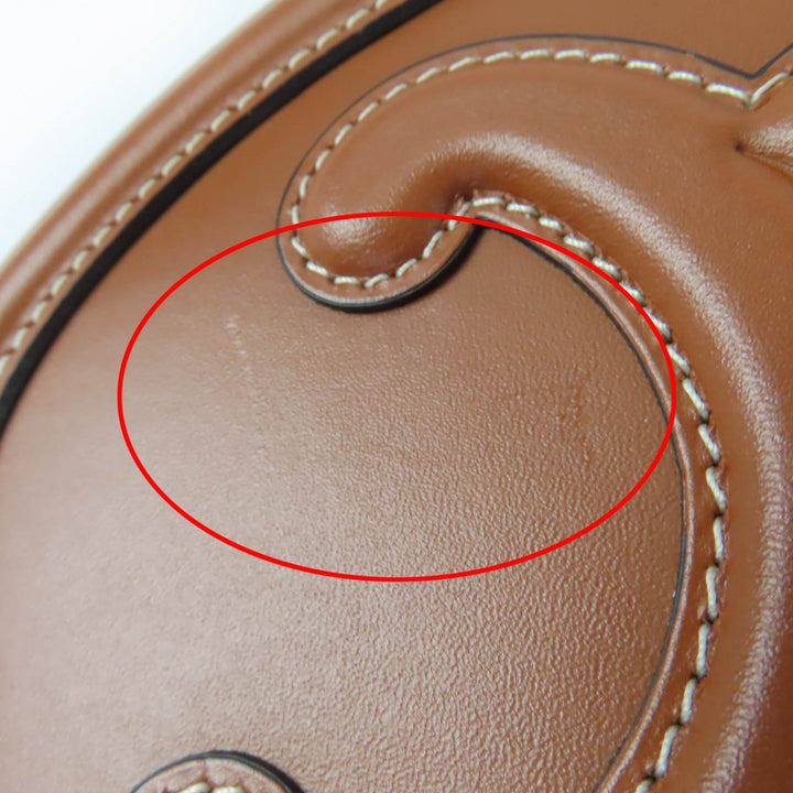 美品☆CELINE セリーヌ 19860 キュイル トリオンフ オーバルパース レザー ショルダーバッグ タン 保存袋付 イタリア製 レディース