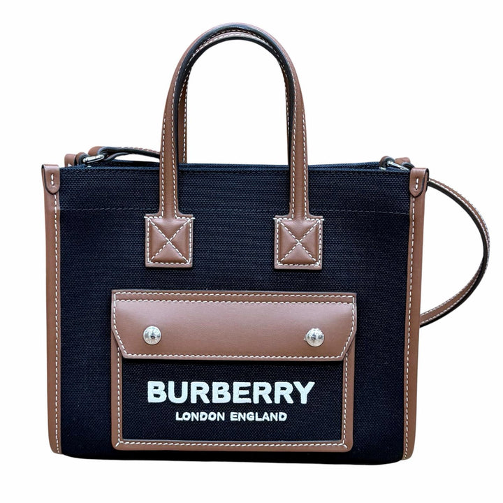 未使用品★BURBERRY バーバリー 8055749 ホースフェリープリント フレヤトート ミニ キャンバス レザー 2way ハンドバッグ 保管袋付
