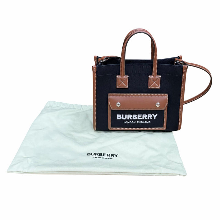 未使用品★BURBERRY バーバリー 8055749 ホースフェリープリント フレヤトート ミニ キャンバス レザー 2way ハンドバッグ 保管袋付