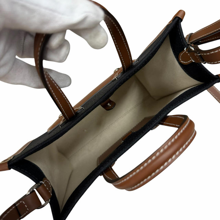 未使用品★BURBERRY バーバリー 8055749 ホースフェリープリント フレヤトート ミニ キャンバス レザー 2way ハンドバッグ 保管袋付