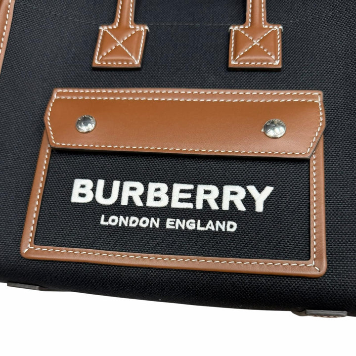 未使用品★BURBERRY バーバリー 8055749 ホースフェリープリント フレヤトート ミニ キャンバス レザー 2way ハンドバッグ 保管袋付