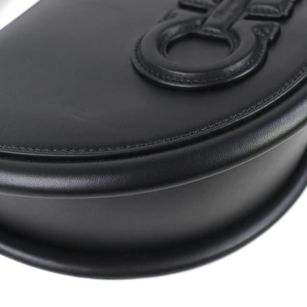 美品△Salvatore Ferragamo サルヴァトーレフェラガモ 212748 AURA オーラ ガンチーニ 2WAY レザー ハンドバッグ ショルダーバッグ 黒