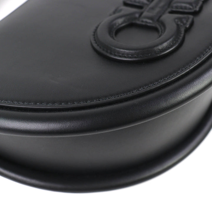 美品△Salvatore Ferragamo サルヴァトーレフェラガモ 212748 AURA オーラ ガンチーニ 2WAY レザー ハンドバッグ ショルダーバッグ 黒