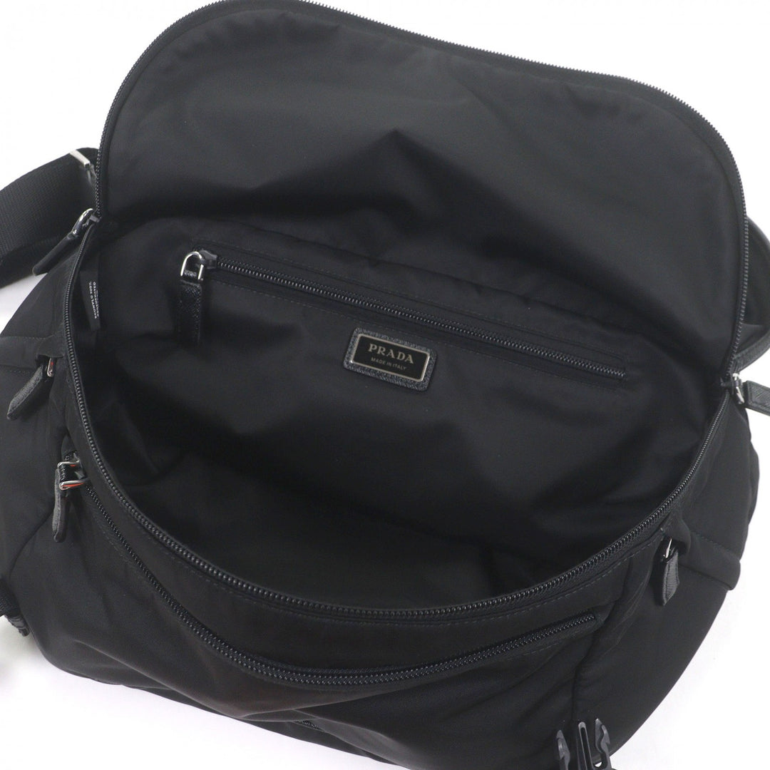 良品□PRADA プラダ 2VH994 リサイクルポリアミド Re-Nylon トライアングルロゴ ショルダーバッグ ブラック イタリア製 定価368500円