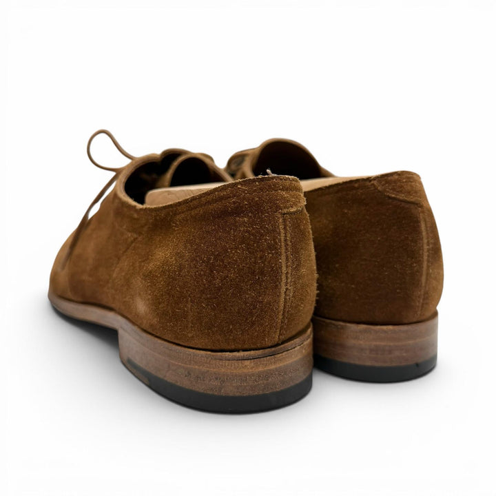 良品▼John Lobb ジョンロブ ドリフト スウェード レースアップ プレーントゥ レザーシューズ ブラウン 24cm相当 英国製 メンズ 箱付き