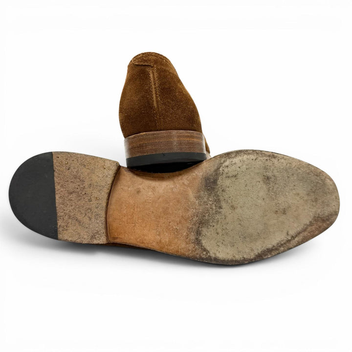 良品▼John Lobb ジョンロブ ドリフト スウェード レースアップ プレーントゥ レザーシューズ ブラウン 24cm相当 英国製 メンズ 箱付き
