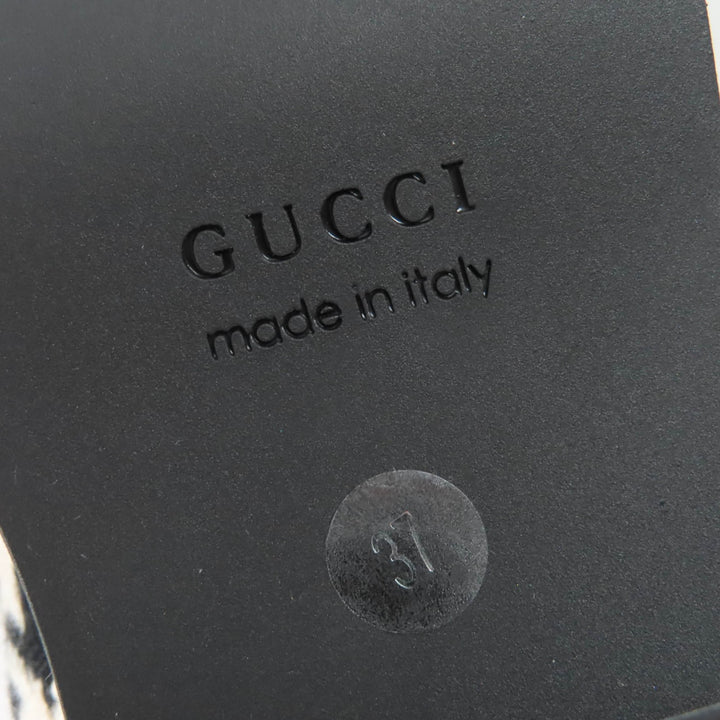 未使用品☆GUCCI グッチ 591039 千鳥格子 ハウンドトゥース レザー使い ボア ショートブーツ ブラック ホワイト 37 伊製 レディース