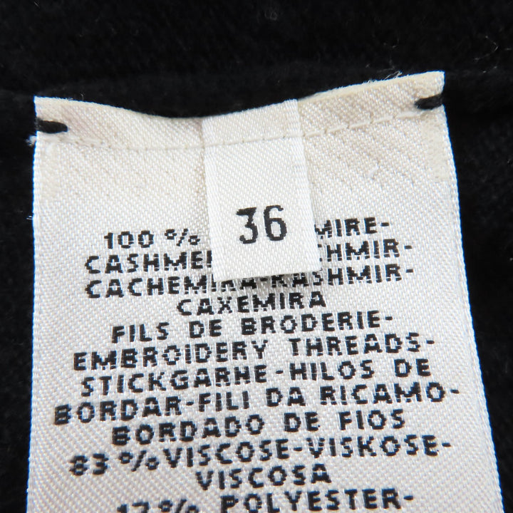 極美品☆HERMES エルメス 21SS Poste et Cavalerie サーベル飾り袋 カシミヤ100％ 長袖ニット ワンピース ブラック ホワイト 36 正規品