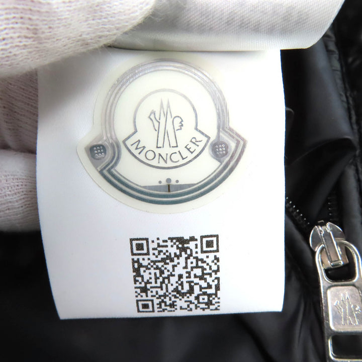 極美品△MONCLER モンクレール 2021年製 SALZMAN ロゴワッペン ロゴレタリング フード ダブルジップ ダウンジャケット 黒 3 国内正規品