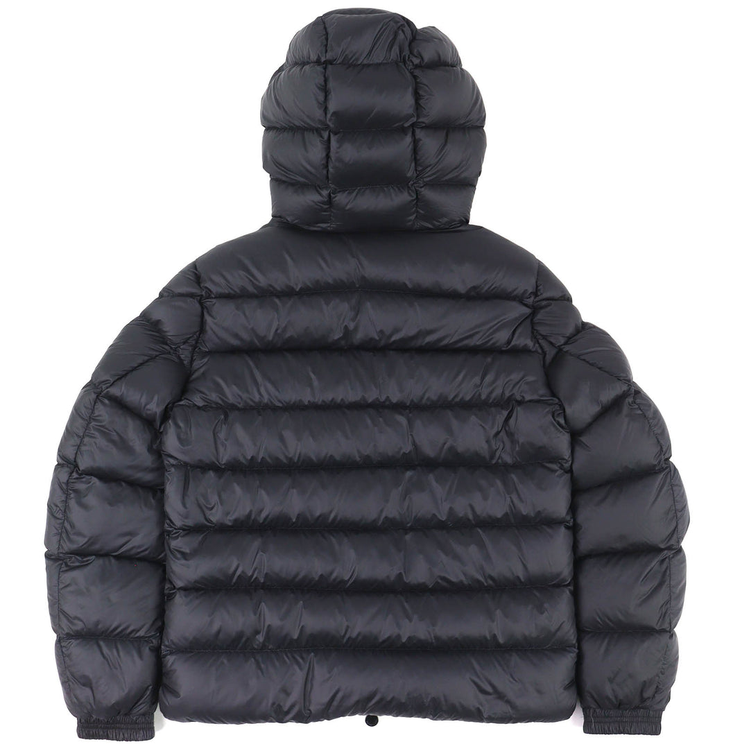 極美品△MONCLER モンクレール 2021年製 SALZMAN ロゴワッペン ロゴレタリング フード ダブルジップ ダウンジャケット 黒 3 国内正規品