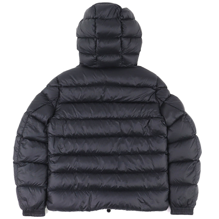 極美品△MONCLER モンクレール 2021年製 SALZMAN ロゴワッペン ロゴレタリング フード ダブルジップ ダウンジャケット 黒 3 国内正規品