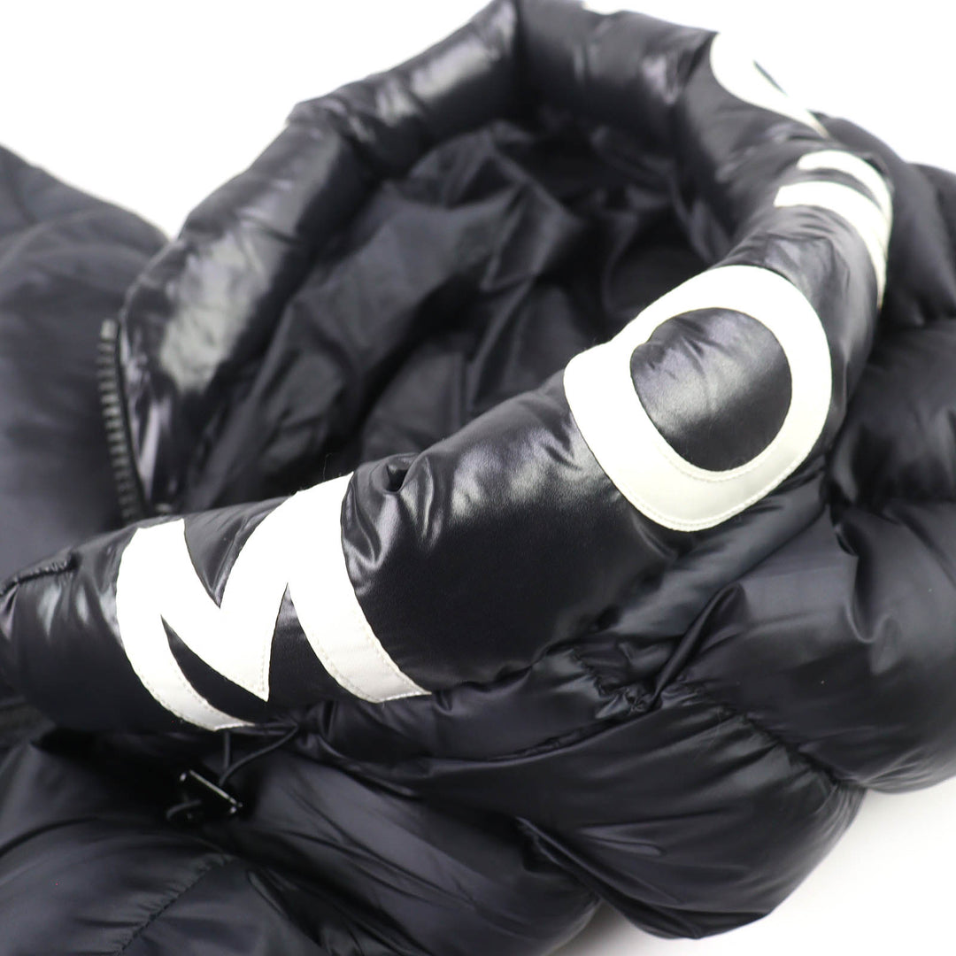 極美品△MONCLER モンクレール 2021年製 SALZMAN ロゴワッペン ロゴレタリング フード ダブルジップ ダウンジャケット 黒 3 国内正規品