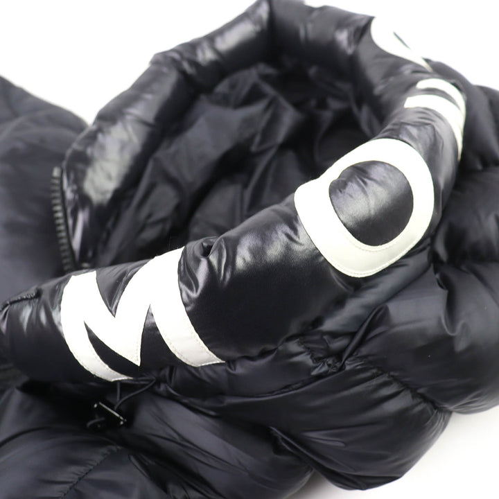 極美品△MONCLER モンクレール 2021年製 SALZMAN ロゴワッペン ロゴレタリング フード ダブルジップ ダウンジャケット 黒 3 国内正規品