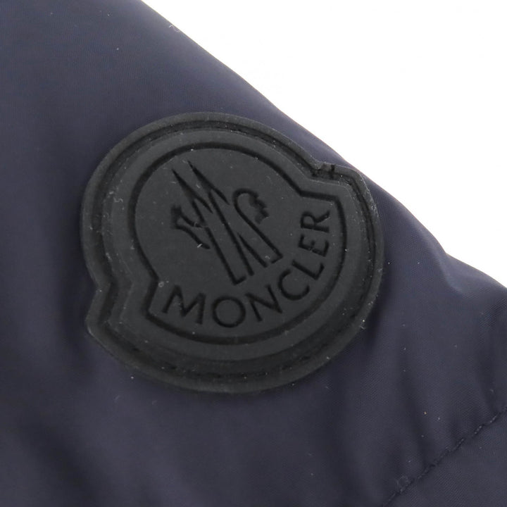 美品△MONCLER モンクレール MONTCLA モンクラ ロゴエンブロイダリー フーデッド WZIP ダウンジャケット ネイビー 1 国内正規品 メンズ