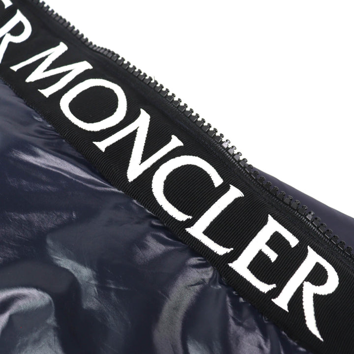 美品△MONCLER モンクレール MONTCLA モンクラ ロゴエンブロイダリー フーデッド WZIP ダウンジャケット ネイビー 1 国内正規品 メンズ