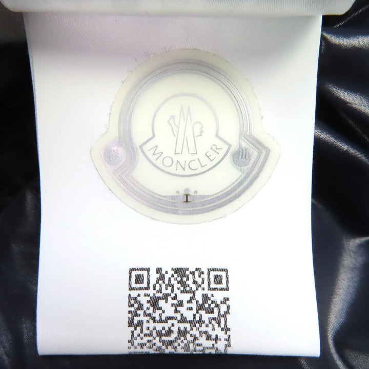 美品△MONCLER モンクレール MONTCLA モンクラ ロゴエンブロイダリー フーデッド WZIP ダウンジャケット ネイビー 1 国内正規品 メンズ
