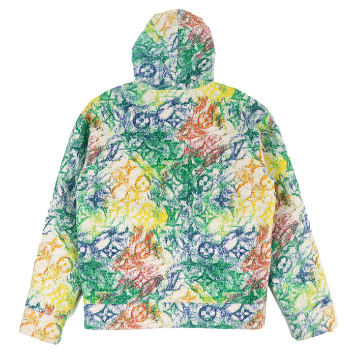 極美品△LOUIS VUITTON ルイヴィトン コットン100％ パステルモノグラム 総柄 ベルベット プルオーバー パーカー マルチカラー S 正規品