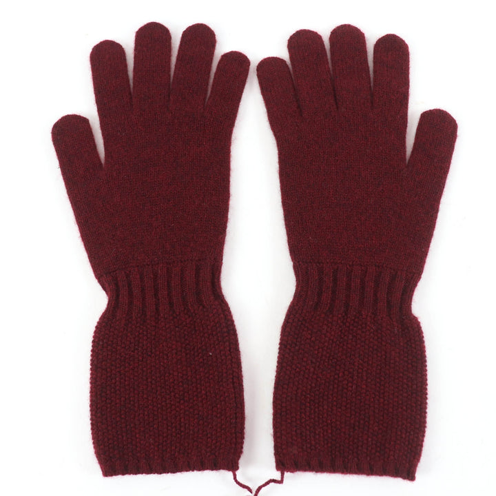 未使用品☆HERMES エルメス H232005G Gants Heidi ハイディ カシミヤ シルバー金具 セリエ金具 ニットグローブ 手袋 ボルドー系 M 伊製