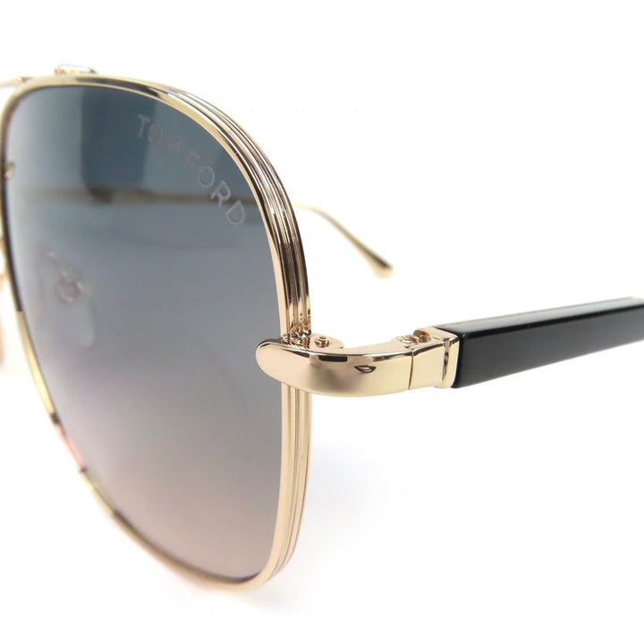 美品△TOM FORD トムフォード TF669 28B Jude ジュード ツーブリッジ サングラス ゴールド ブラック 60□15 145 箱・ケース付き 伊製
