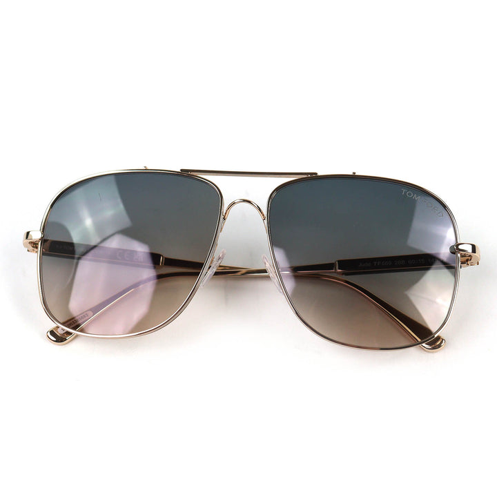 美品△TOM FORD トムフォード TF669 28B Jude ジュード ツーブリッジ サングラス ゴールド ブラック 60□15 145 箱・ケース付き 伊製