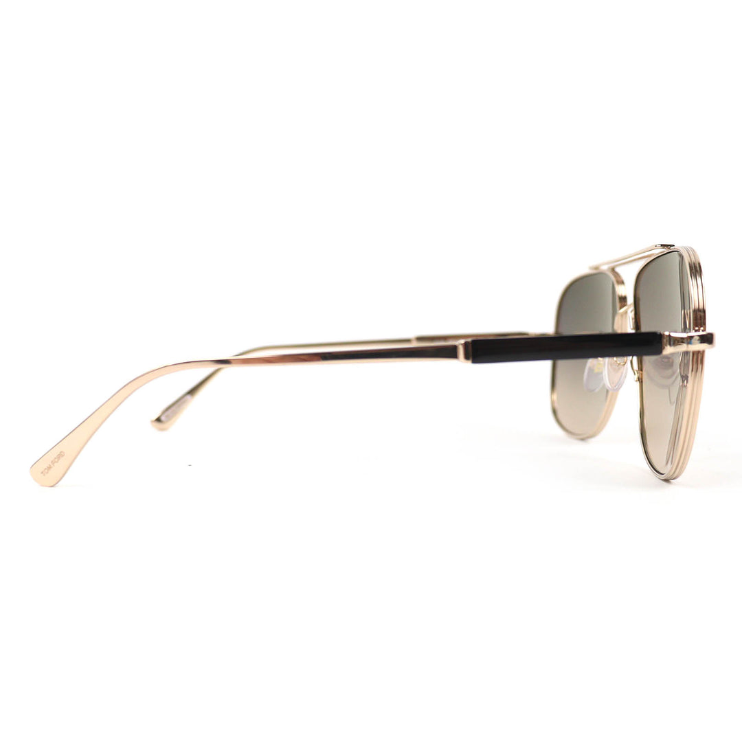 美品△TOM FORD トムフォード TF669 28B Jude ジュード ツーブリッジ サングラス ゴールド ブラック 60□15 145 箱・ケース付き 伊製
