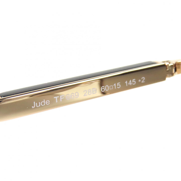 美品△TOM FORD トムフォード TF669 28B Jude ジュード ツーブリッジ サングラス ゴールド ブラック 60□15 145 箱・ケース付き 伊製