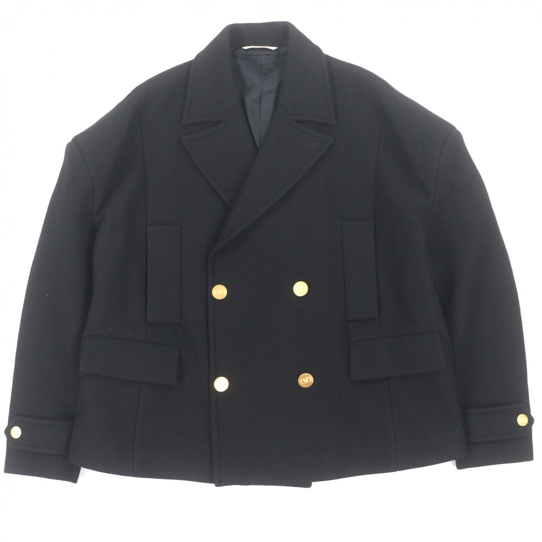 極美品▼VALENTINO ヴァレンティノ 1V3CJF068HY ウール100% Vロゴ 金ボタン オーバーサイズ ダブルブレスト コート 44 正規品 メンズ
