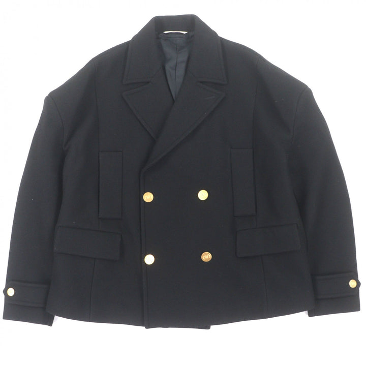 極美品▼VALENTINO ヴァレンティノ 1V3CJF068HY ウール100% Vロゴ 金ボタン オーバーサイズ ダブルブレスト コート 44 正規品 メンズ