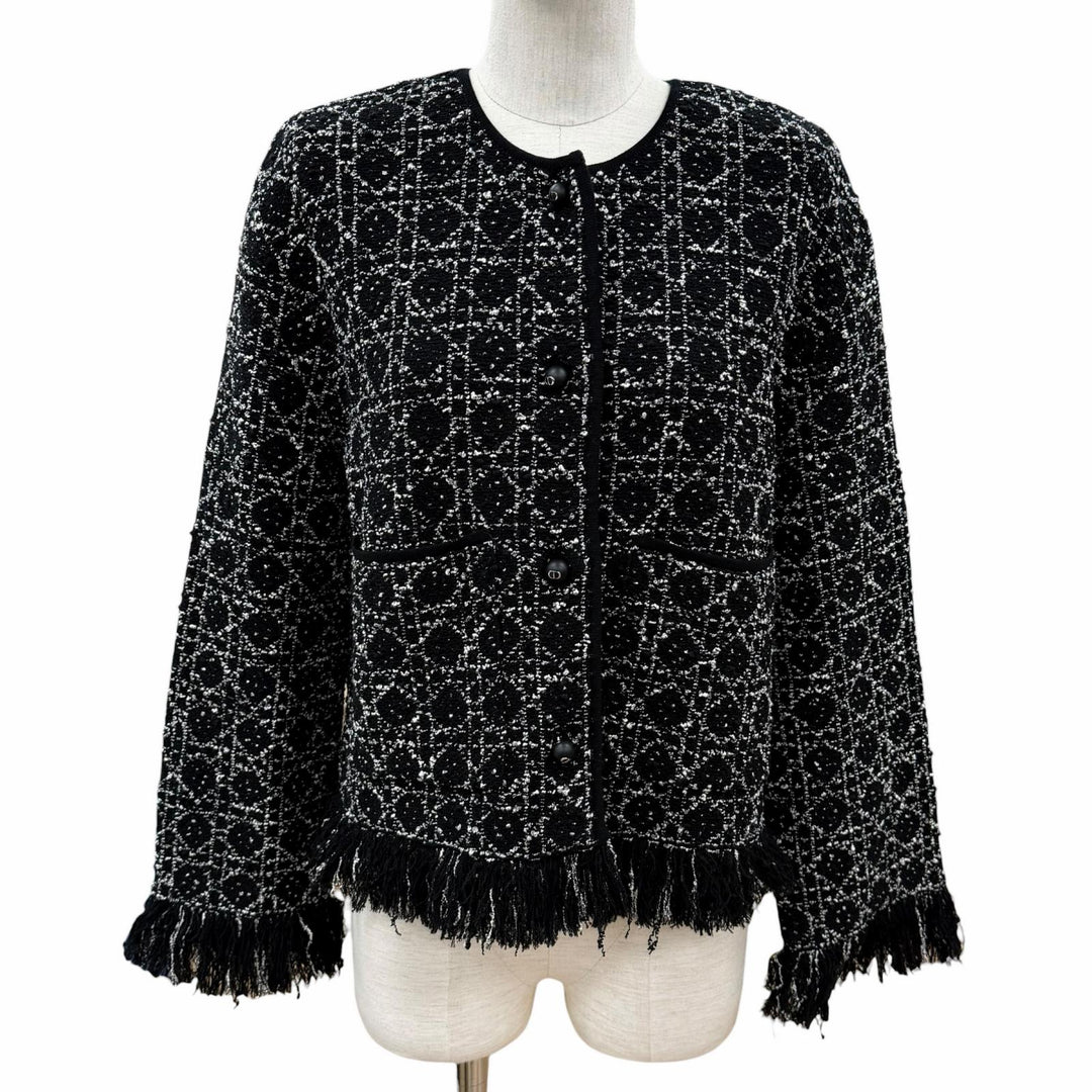 【ドンドン見直し】極美品 Christian Dior クリスチャンディオール 26SS 614V05A7520 CDロゴボタン フリンジ ジャケット 38 伊製 正規品