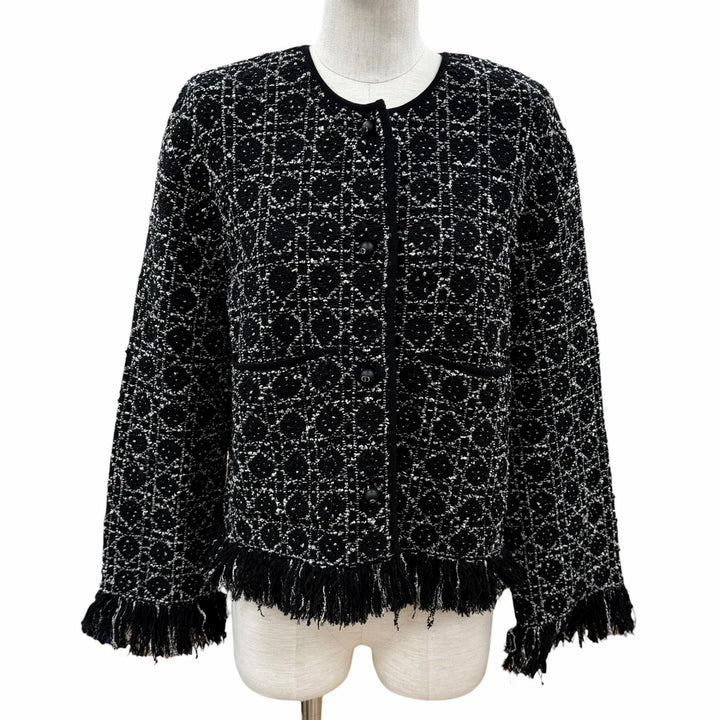 【ドンドン見直し】極美品 Christian Dior クリスチャンディオール 26SS 614V05A7520 CDロゴボタン フリンジ ジャケット 38 伊製 正規品