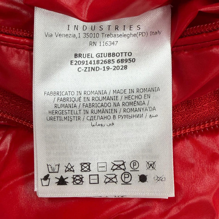 美品▼MONCLER モンクレール E20914182685 BRUEL ブリュエル ロゴ入りボタン フード入 WZIPUP ダウンジャケット レッド 3 正規品 メンズ