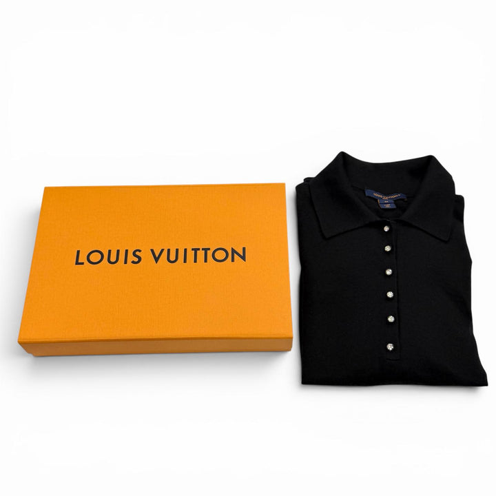 極美品★LOUIS VUITTON ルイヴィトン 25SS カシミヤ シルク混 ビジューボタン LV金具付 長袖 ニット M イタリア製 レディース 箱付き