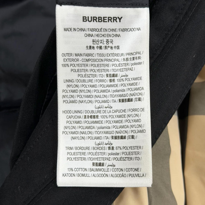 極美品▼BURBERRY バーバリー 8059094 ティッシ期 ノバチェック フーデッド WZIPUP ダウンジャケット ブラック ベージュ S 正規品 メンズ