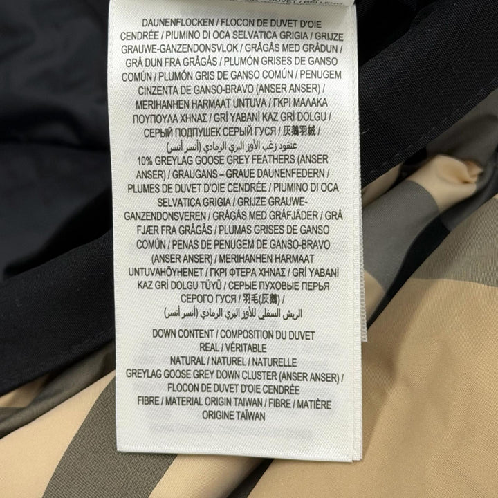 極美品▼BURBERRY バーバリー 8059094 ティッシ期 ノバチェック フーデッド WZIPUP ダウンジャケット ブラック ベージュ S 正規品 メンズ