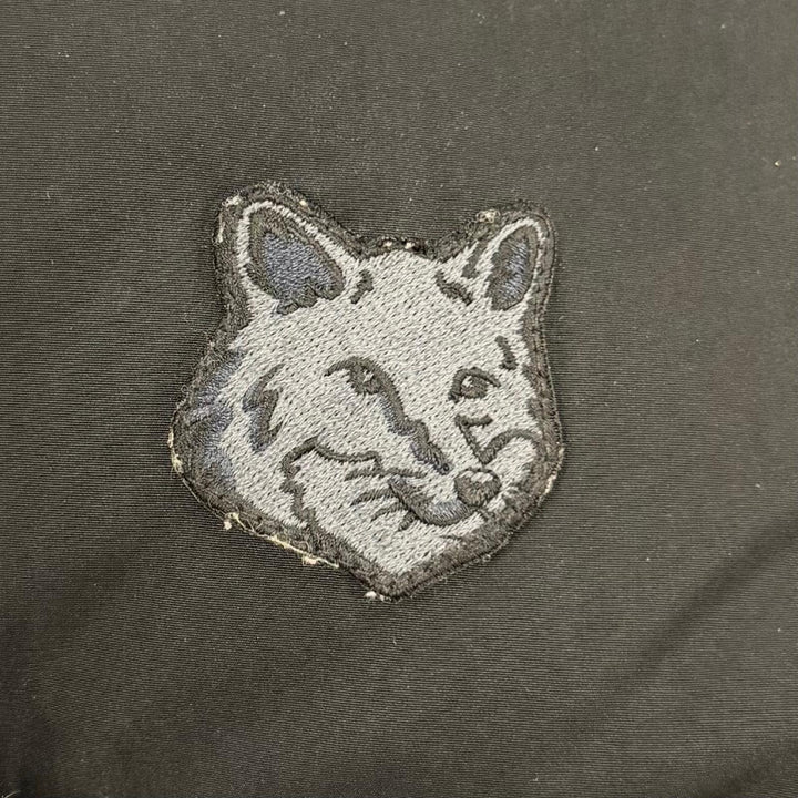 美品☆MAISON KITSUNE メゾンキツネ LW02207WQ4016 CROPPED PUFFER IN NYLON WITH BOLD FOX HEAD PATCH ダウンジャケット 黒 S 正規品
