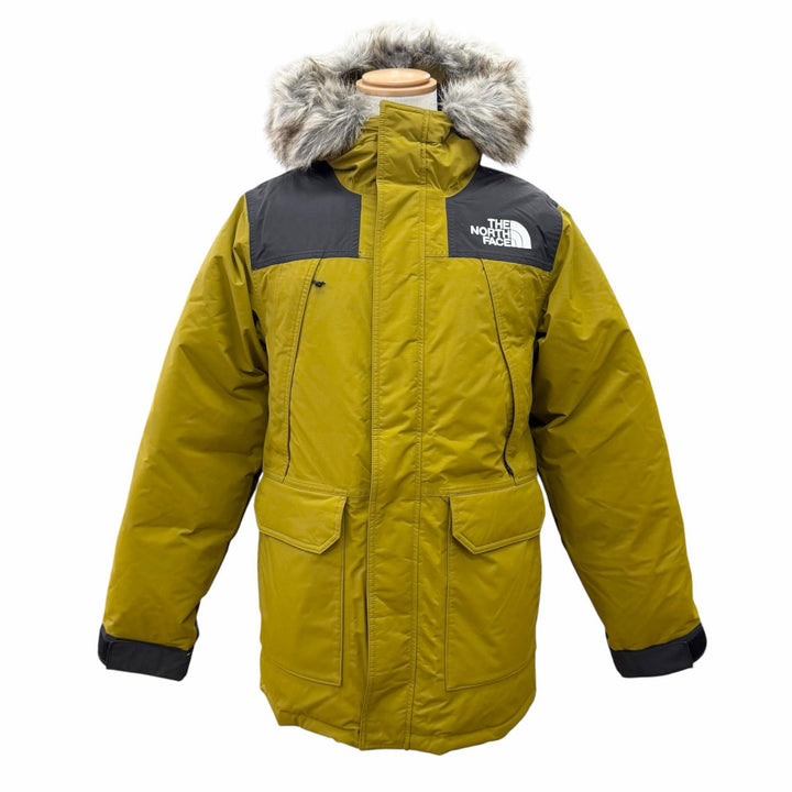 美品△THE NORTH FACE ザ・ノースフェイス ND52416Z MCMURDO PARKA ロゴ刺繍 エコファー フード付き ダウンジャケット キャメル S 正規品