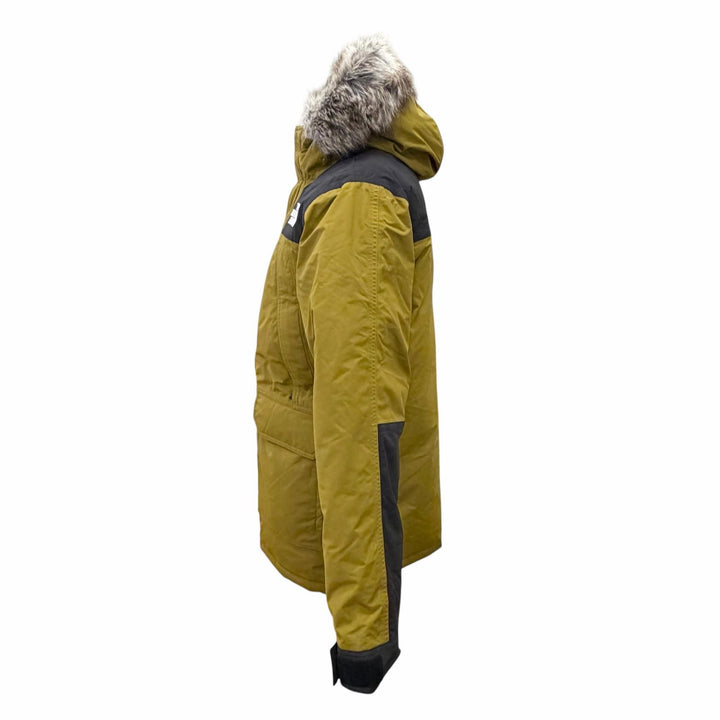 美品△THE NORTH FACE ザ・ノースフェイス ND52416Z MCMURDO PARKA ロゴ刺繍 エコファー フード付き ダウンジャケット キャメル S 正規品