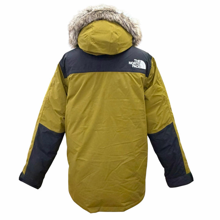美品△THE NORTH FACE ザ・ノースフェイス ND52416Z MCMURDO PARKA ロゴ刺繍 エコファー フード付き ダウンジャケット キャメル S 正規品