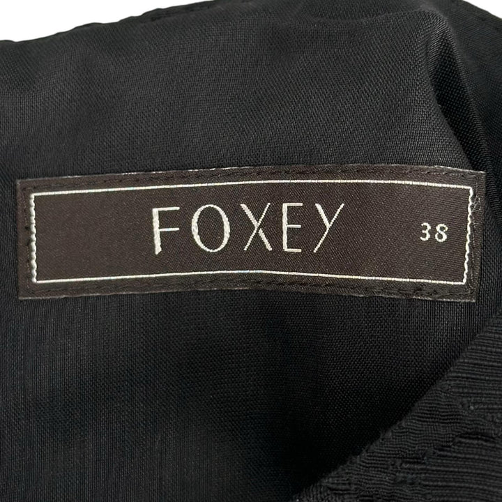 未使用品▲FOXEY フォクシー 33069 コットン ジャガード織り 花柄 ノースリーブ ワンピース ブラック 38 日本製 正規品 レディース