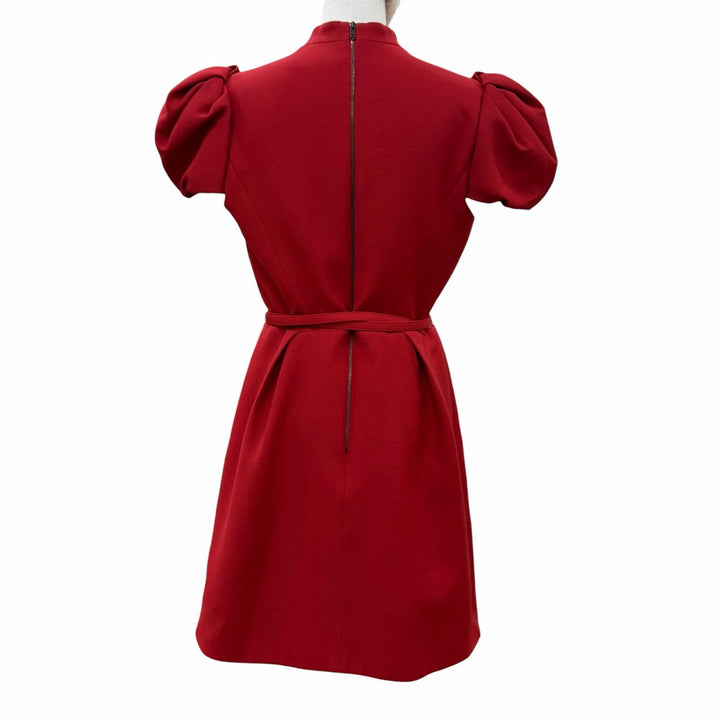 極美品☆Christian Dior クリスチャンディオール 25SS 511R59A1166 シルク混 CDロゴフェイクパール ベルト付ワンピース レッド 44 正規品