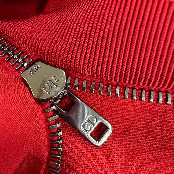 極美品☆Christian Dior クリスチャンディオール 25SS 511R59A1166 シルク混 CDロゴフェイクパール ベルト付ワンピース レッド 44 正規品