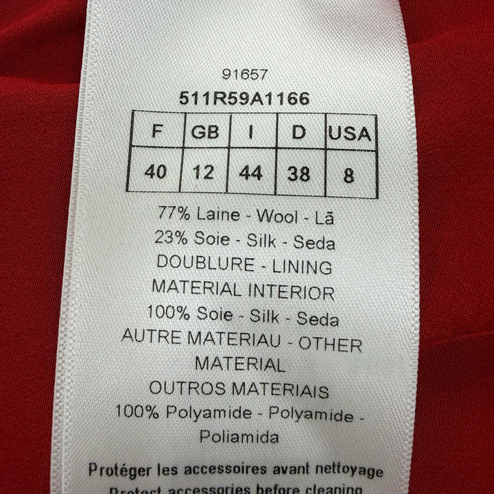 極美品☆Christian Dior クリスチャンディオール 25SS 511R59A1166 シルク混 CDロゴフェイクパール ベルト付ワンピース レッド 44 正規品